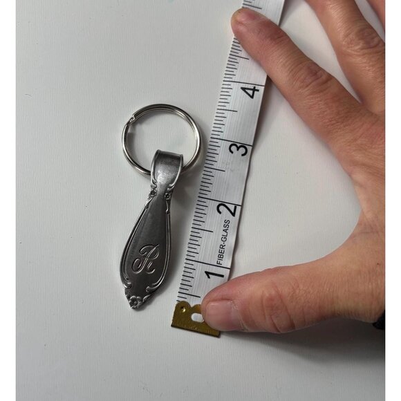 Handmade Monogram “R” Keychain Vintage Spoon Silverware - Picture 4 of 5